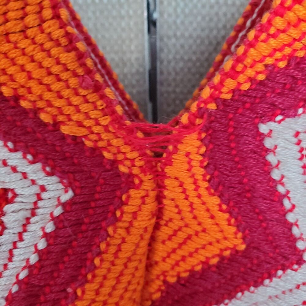 Handmade Multicolor Chevron Pattern Poncho One Size - Picture 6 of 8